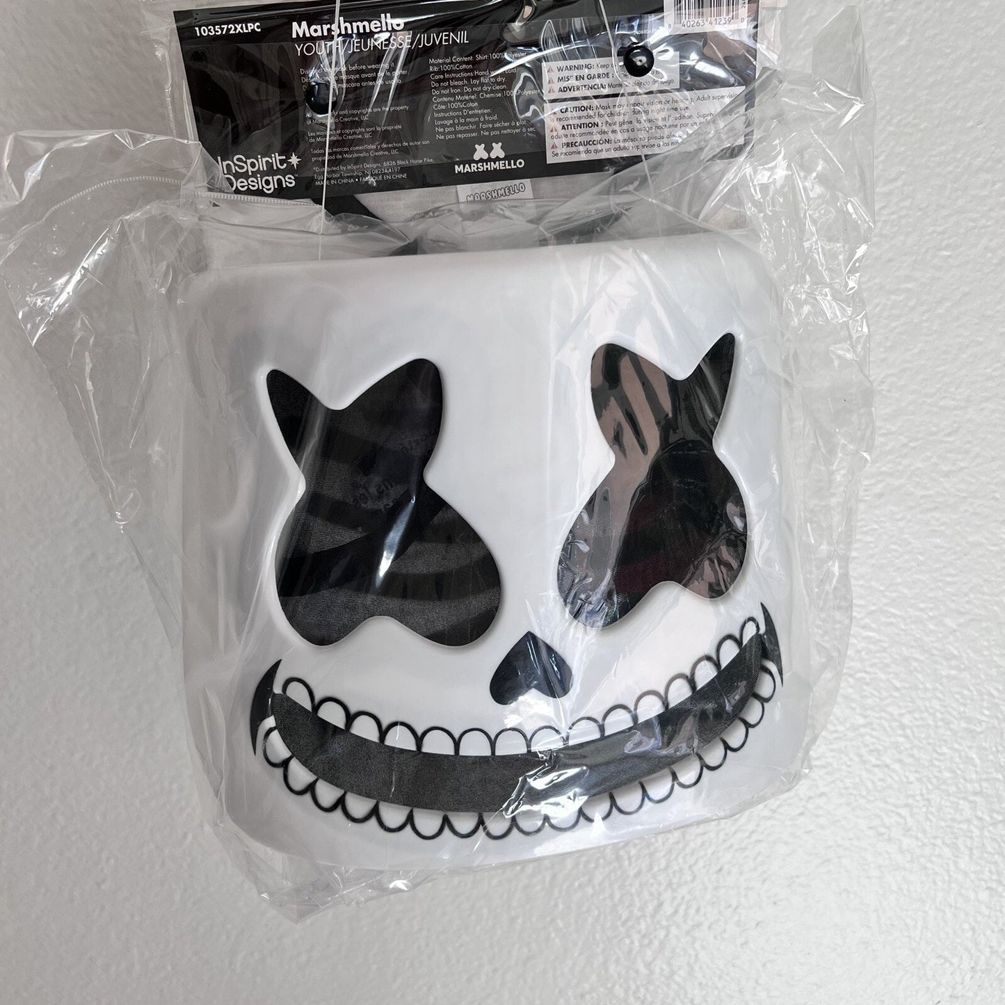 NWT Official Marshmello DJ Mello Helmet Skeleton Full Kids XL 14-16 Costume