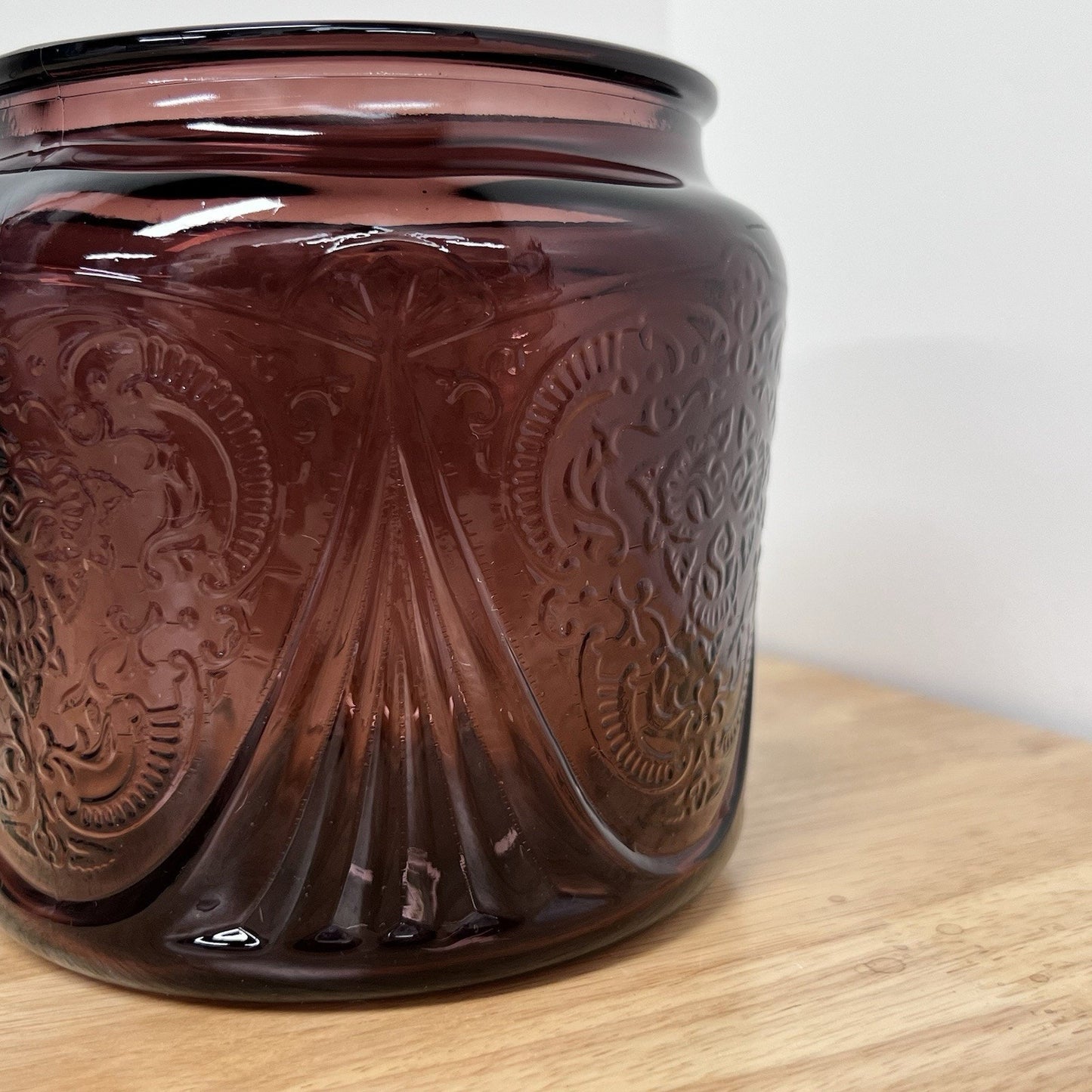 Vintage Hazel-Atlas Amethyst Royal Lace Cookie Depression Glass Purple No Lid