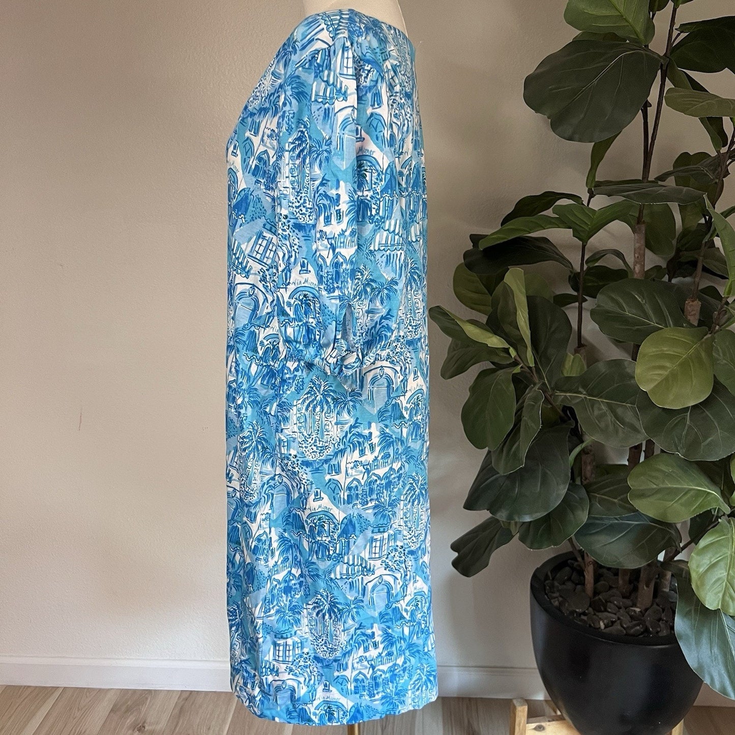 NWT Lilly Pulitzer XL Easley Short Sleeve Dress Sunny State Of Mind Amalfi Blue