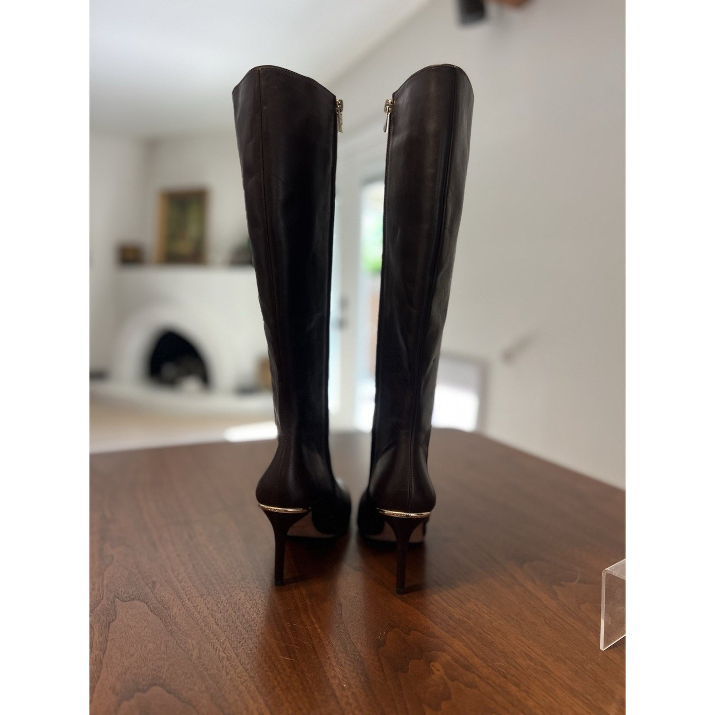 Coach "Roma" Soft Shine Calf Chocolate Brown Inside Zipper Boots Womens Size 7.5