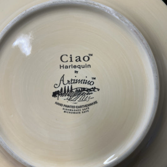 (4) Artimino Ciao Harlequin Salad Plates 9" Earthenware Hand Painted Diamond
