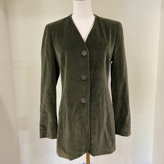 Vintage Bally Switzerland Longline Blazer Jacket Women 6 Collarless Minimalist