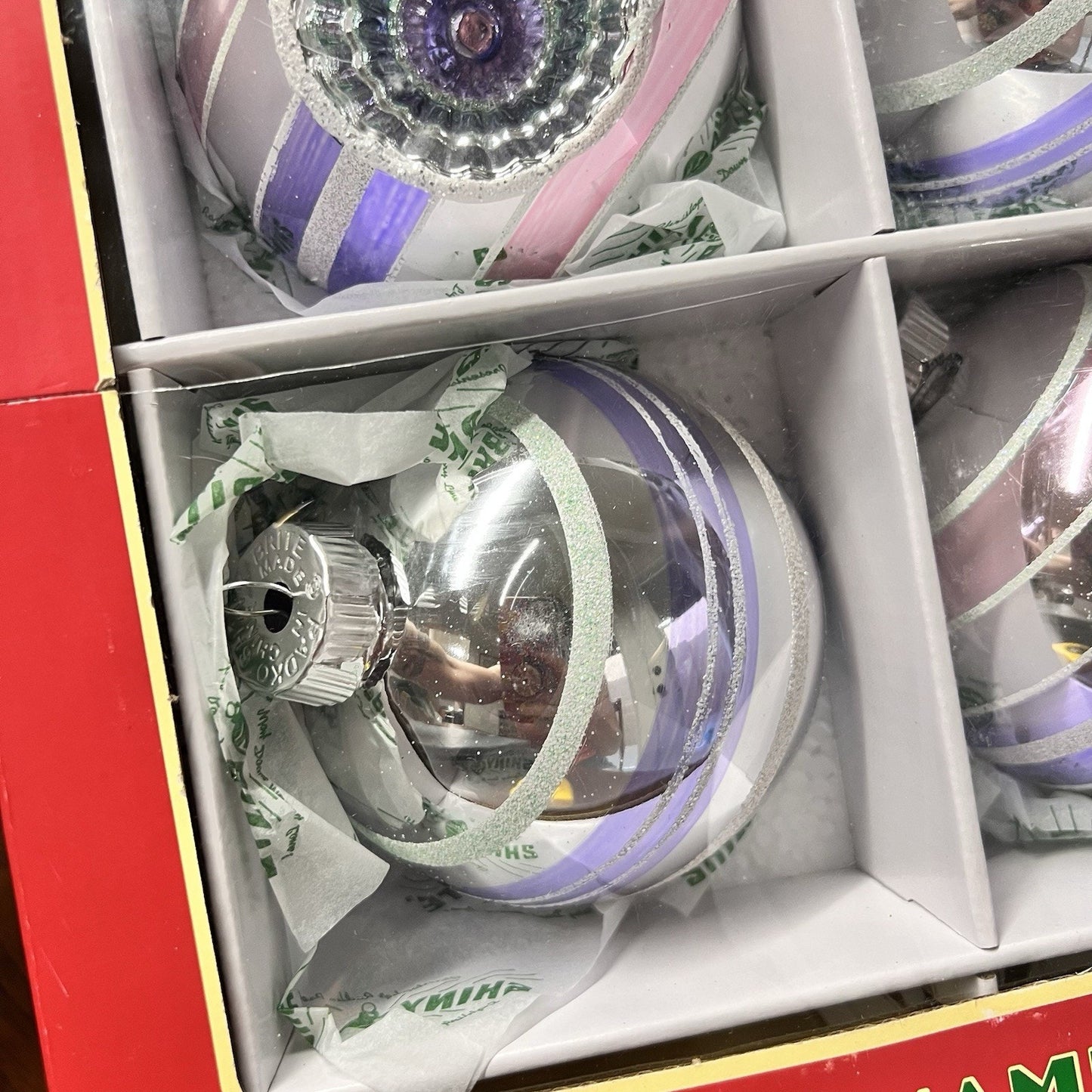 4 x Shiny Brite Radko Pastel Christmas Ornament Starburst Reflector Indent
