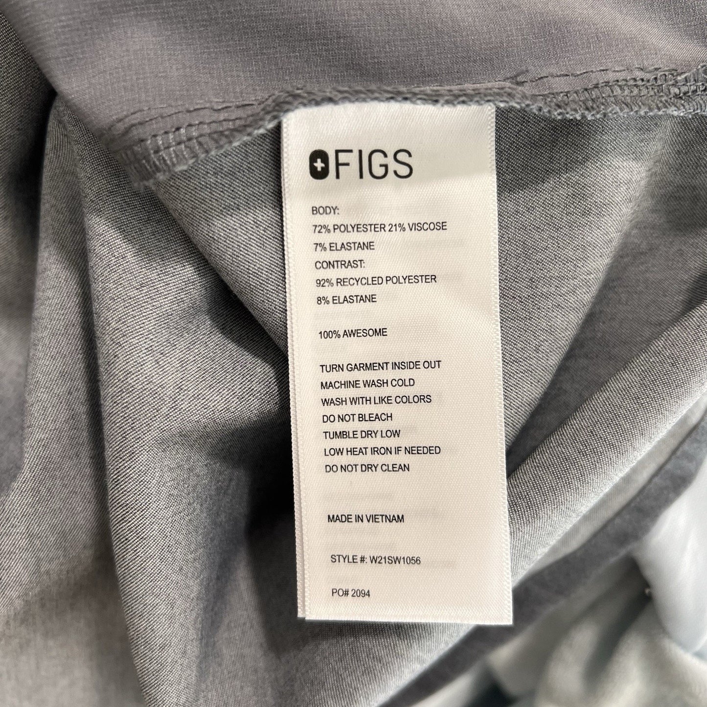 FIGS Nala Scrub Polo Top (L) Long Sleeve Graphite Grey Collar Womens