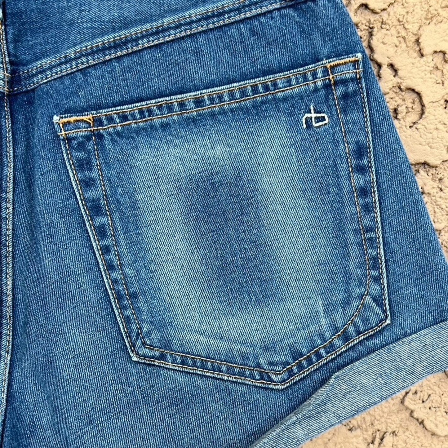 $175 Rag n Bone "Segrin" (Sz 24) Cuffed Denim Short Devon REVOLVE High Rise