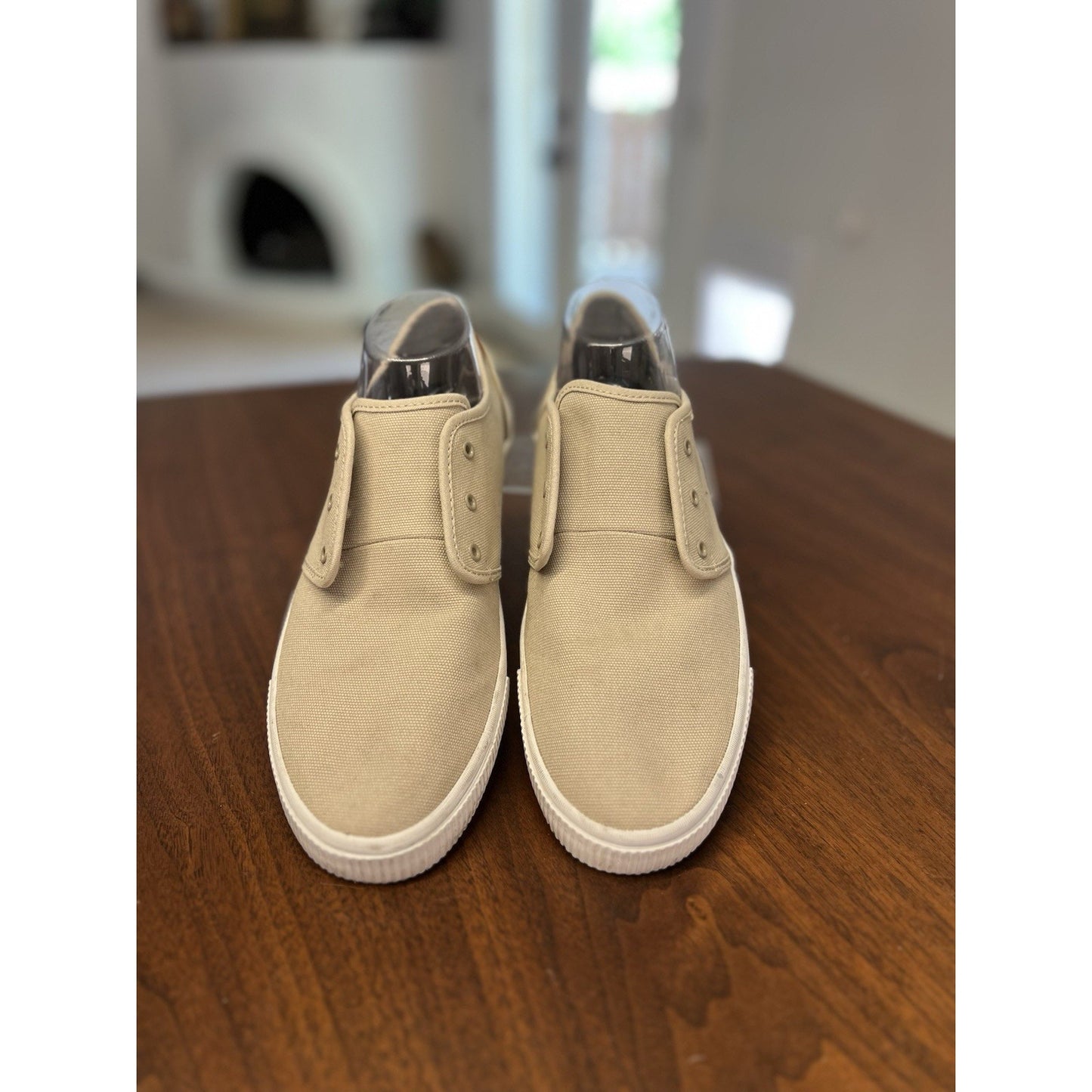 Toms Men's Carlo Beige Canvas Sneakers Lace Up 10016345 US Shoe Size 9