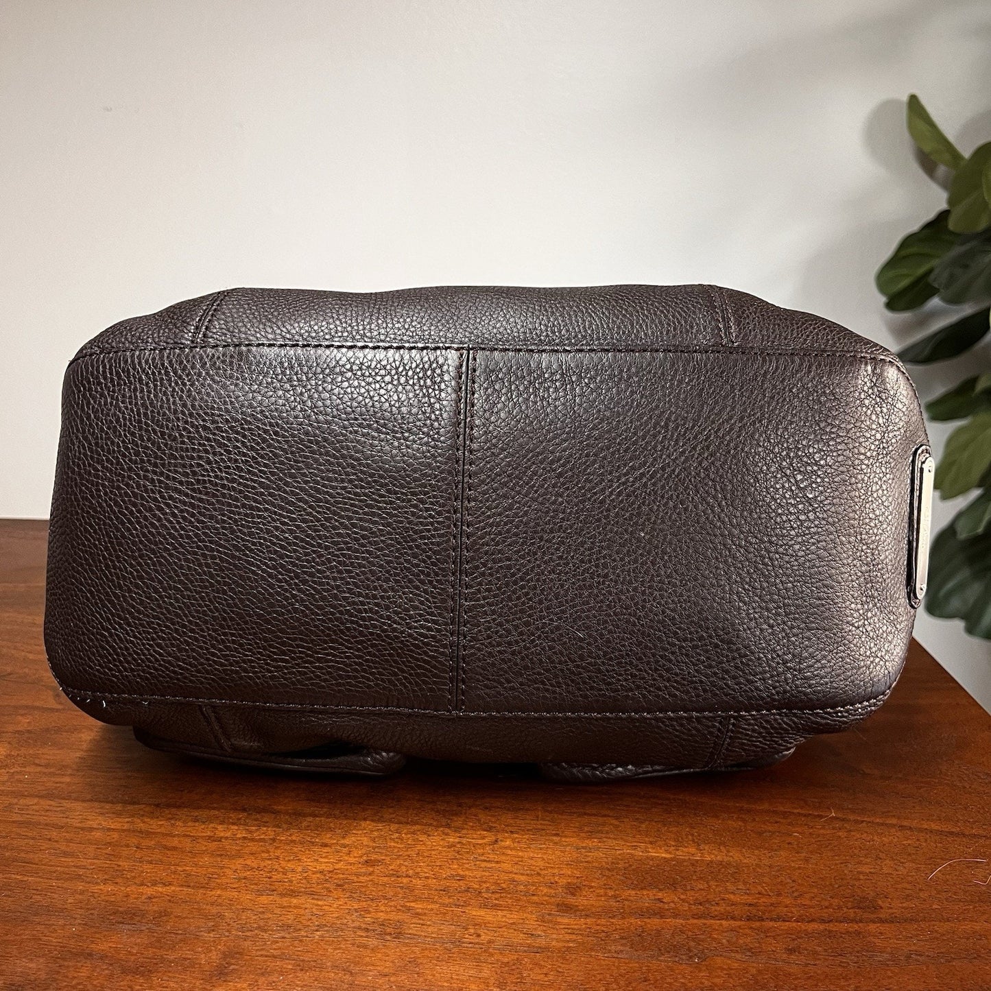 $400 Cole Haan Belted Brown Pebbled Leather Tote Satchel Shoulder Bag Purse