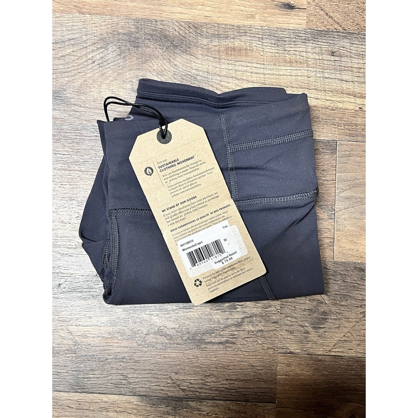 NWT prAna XS Momento Capri‎ Charcoal Grey 7/8 Leggings Coolmax