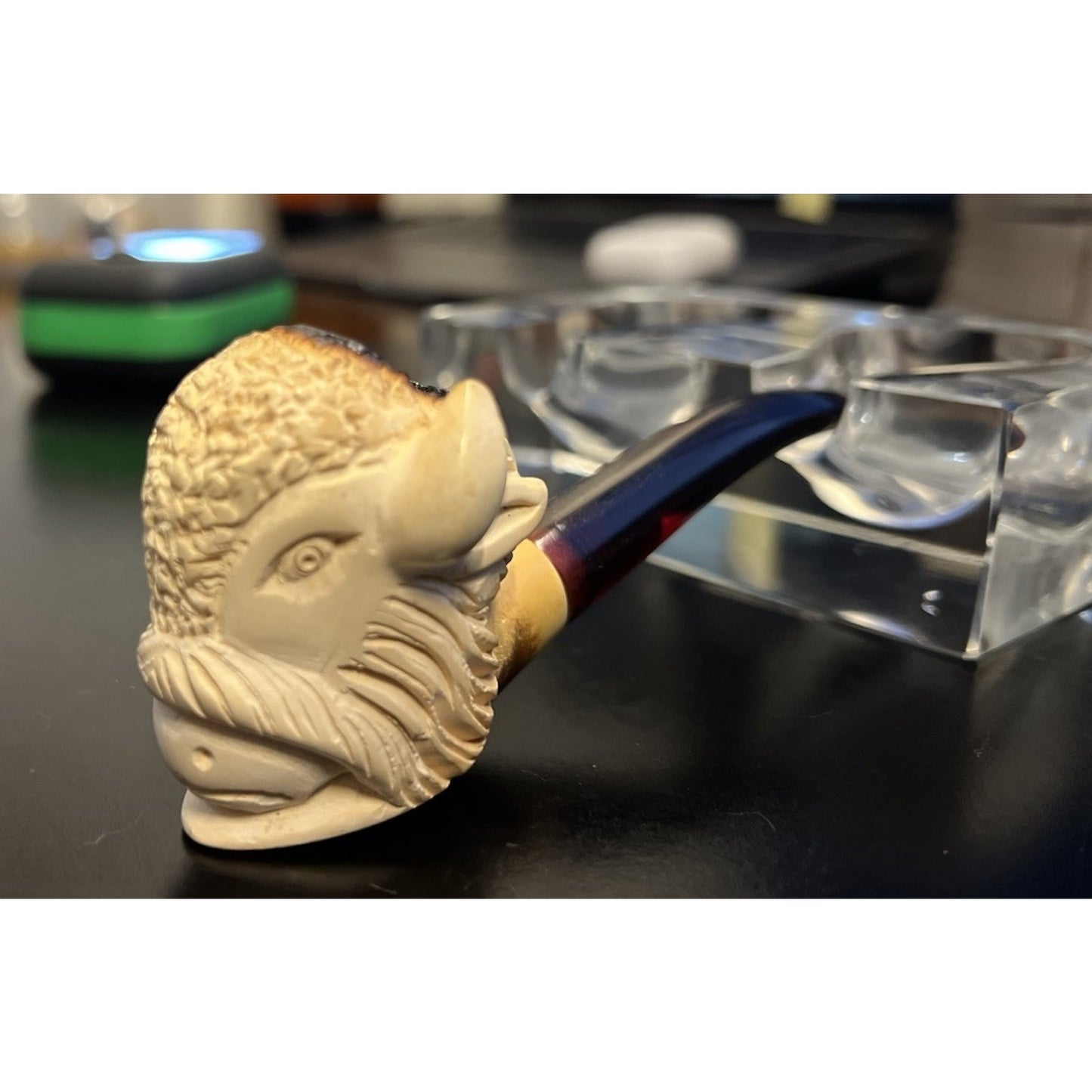 Vintage Meerschaum Buffalo Figure Estate Tobacco Pipe