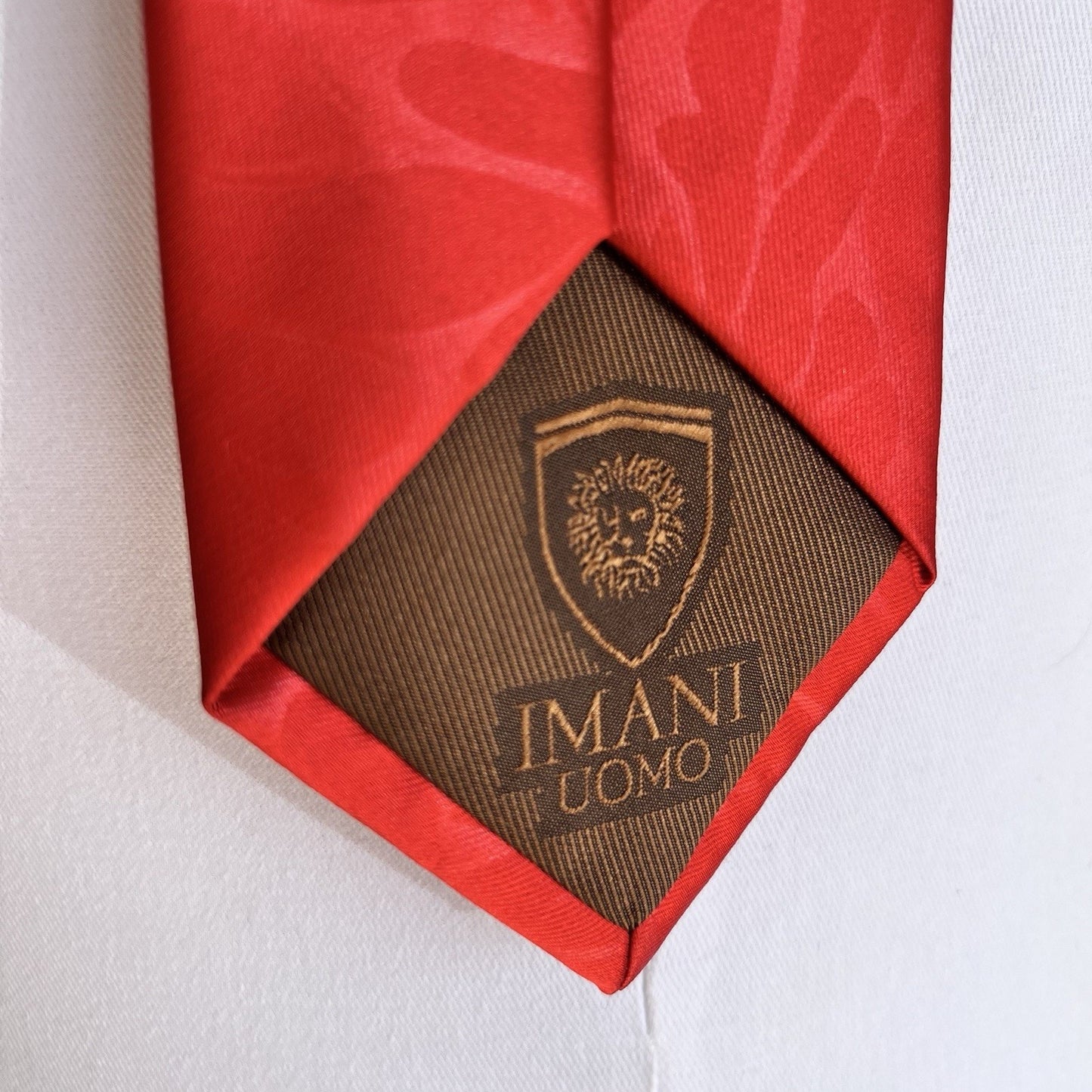 Imani Uomo Tie Bright Red Embossed Texture Floral 60x3.5 Classic Necktie