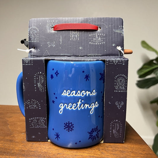 Rae Dunn x Harry Potter Ravenclaw Mug Color Changing Stir Wand Seasons Greetings