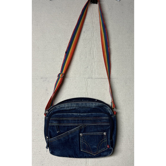 Vintage Y2K New Balance 4 Compartment Denim Cross Body Purse - Missing 1 Zipper