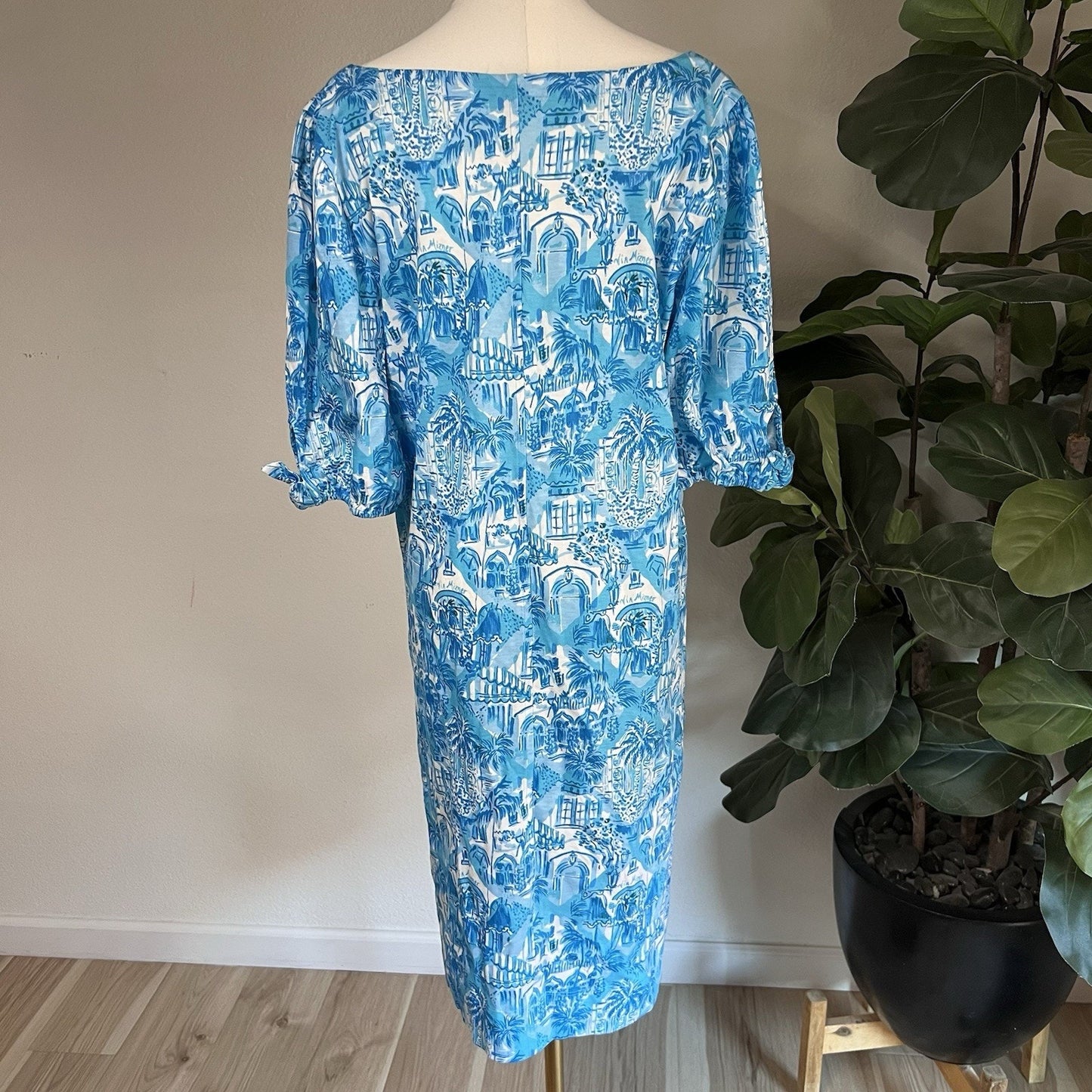 NWT Lilly Pulitzer XL Easley Short Sleeve Dress Sunny State Of Mind Amalfi Blue