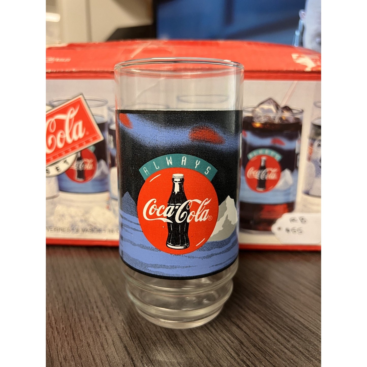 Coca Cola Christmas Polar Bear 16oz 8pc Tumbler Set 1995 Indiana Glass NIOB