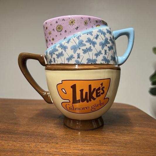 NEW Gilmore Girls Stacked Mug Luke’s Diner Tiered Ceramic Coffee Stars Hollow