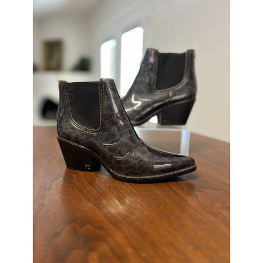 Sam Edelman Winona Dark Leopard Western Ankle Rain Booties Women’s Size 7M
