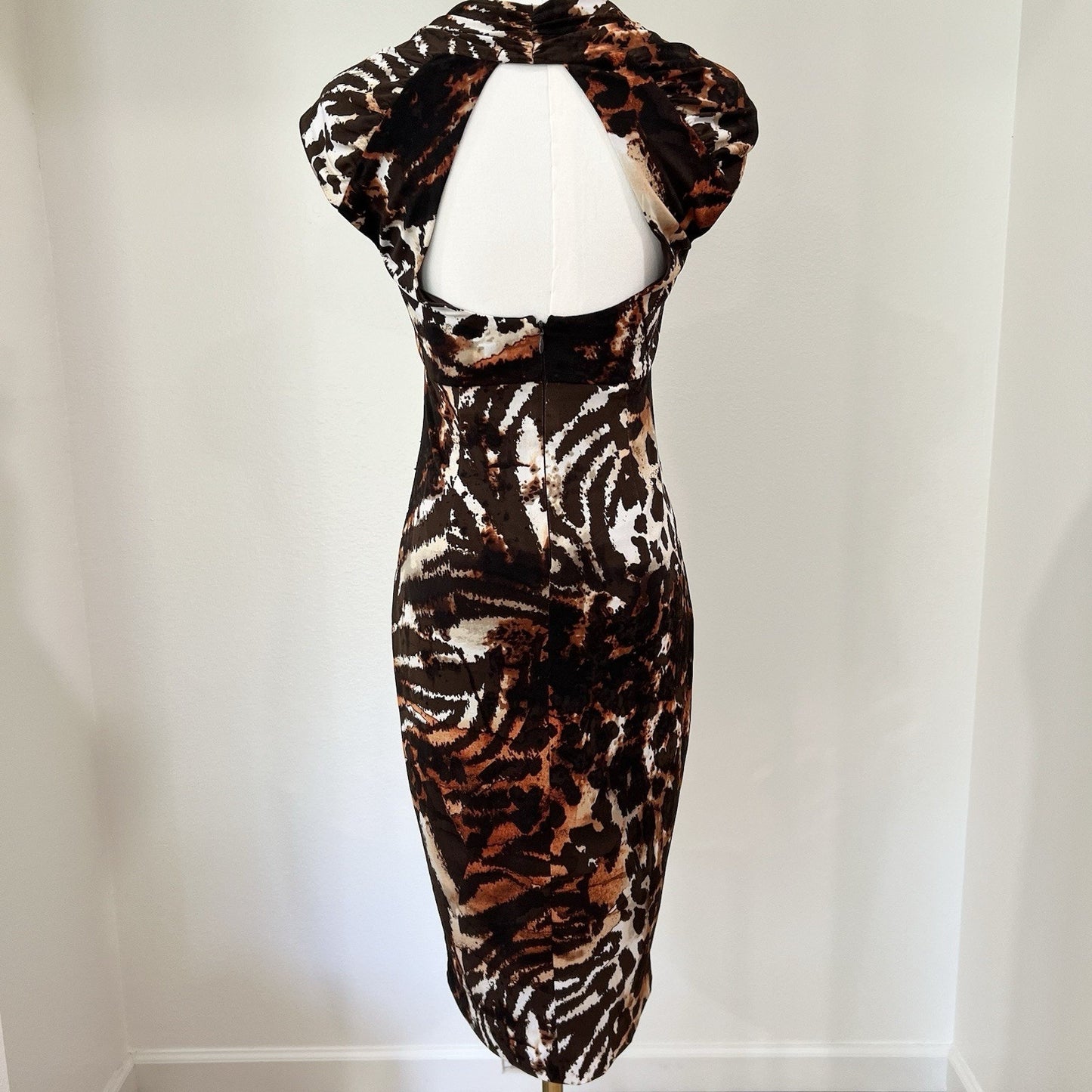 NWT Caché Dress Y2K Vintage XS (0) Animal Print Jersey Shore Clubwear Mob Wife
