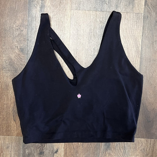 KIRAGRACE Crop Shelf Sports Bra (M) Asymmetric Keyhole Black Lined Sexy