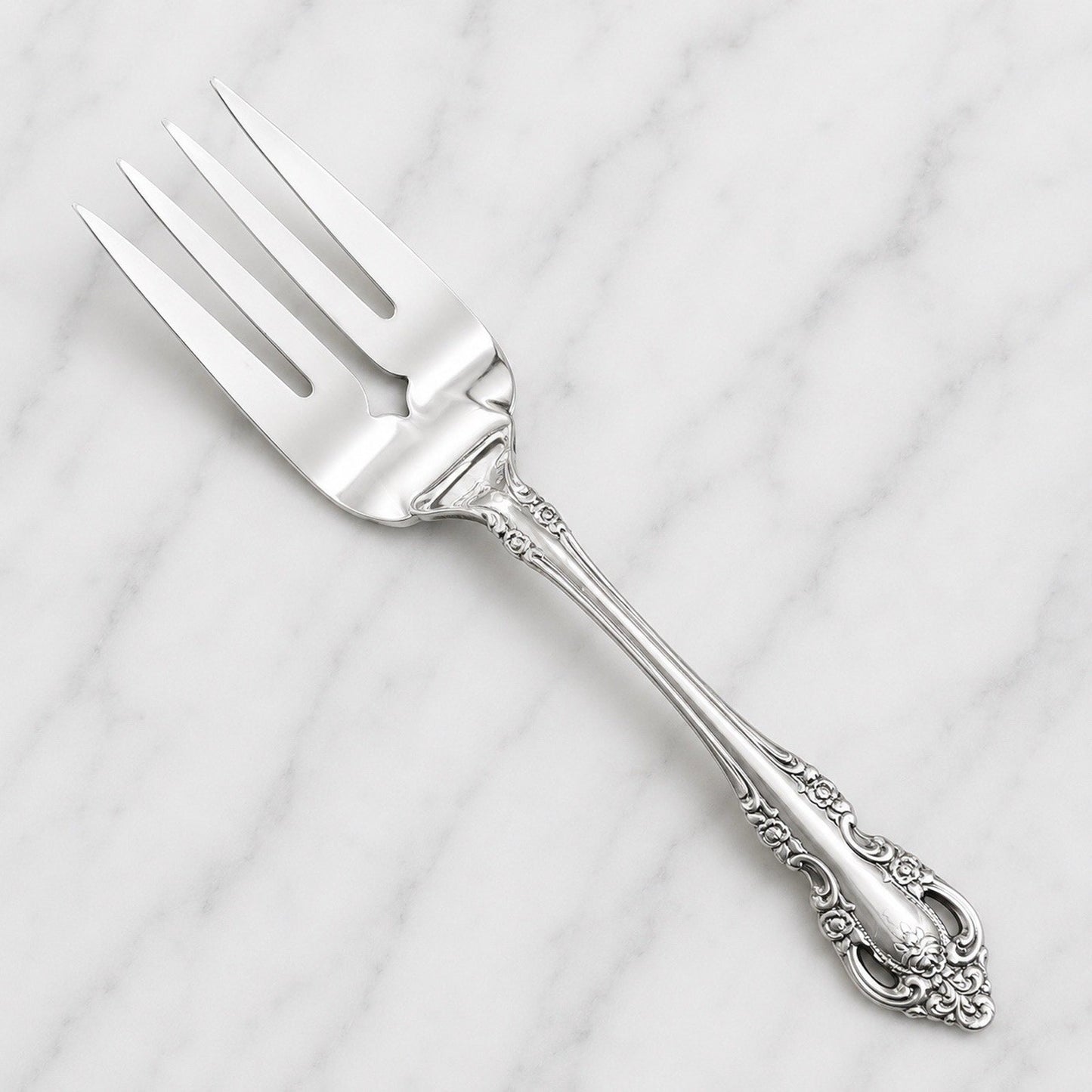 Oneida Community BRAHMS Stainless Meat Serving Fork Silverware Flatware Rococo