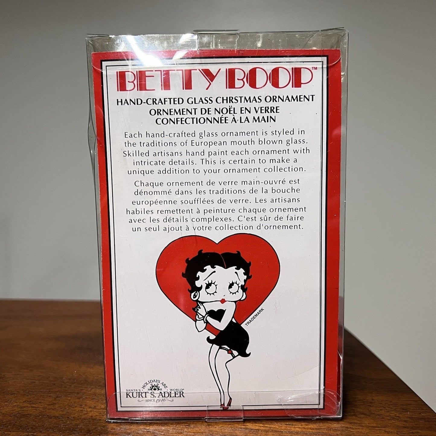 2007 Kurt Adler Betty Boop Ornament Blown Glass Christmas Collectible Red Dress
