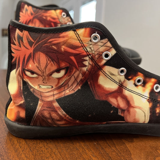 Soyoto Custom Natsu Dragneel of Fairy Tail Men’s High Top Canvas Sz 10 Sneaker