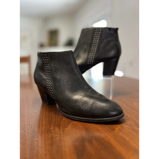 Vionic Upright Georgia Leather Ankle Booties Womens Black Studded Size 8