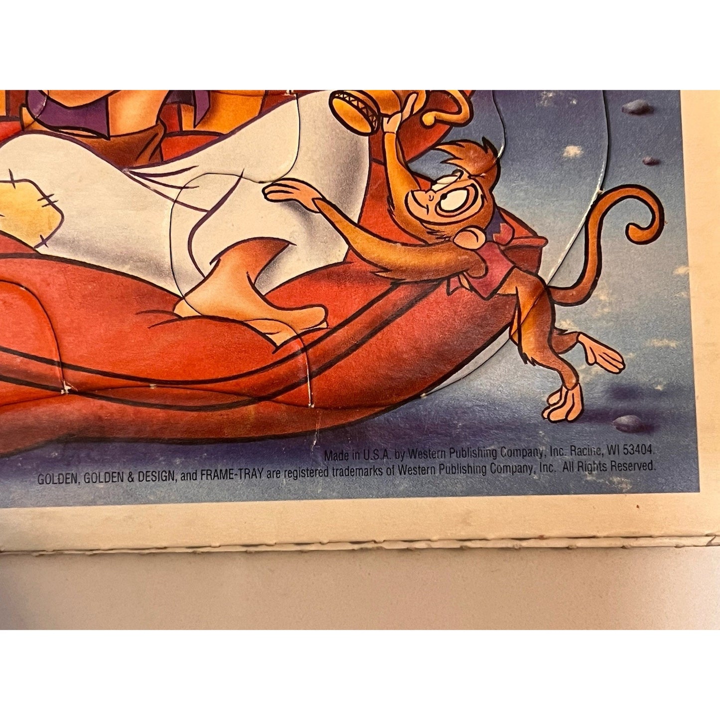 Disney Aladdin Golden Frame Tray Puzzle 12 Pieces Vintage 1990’s Genie & Abu