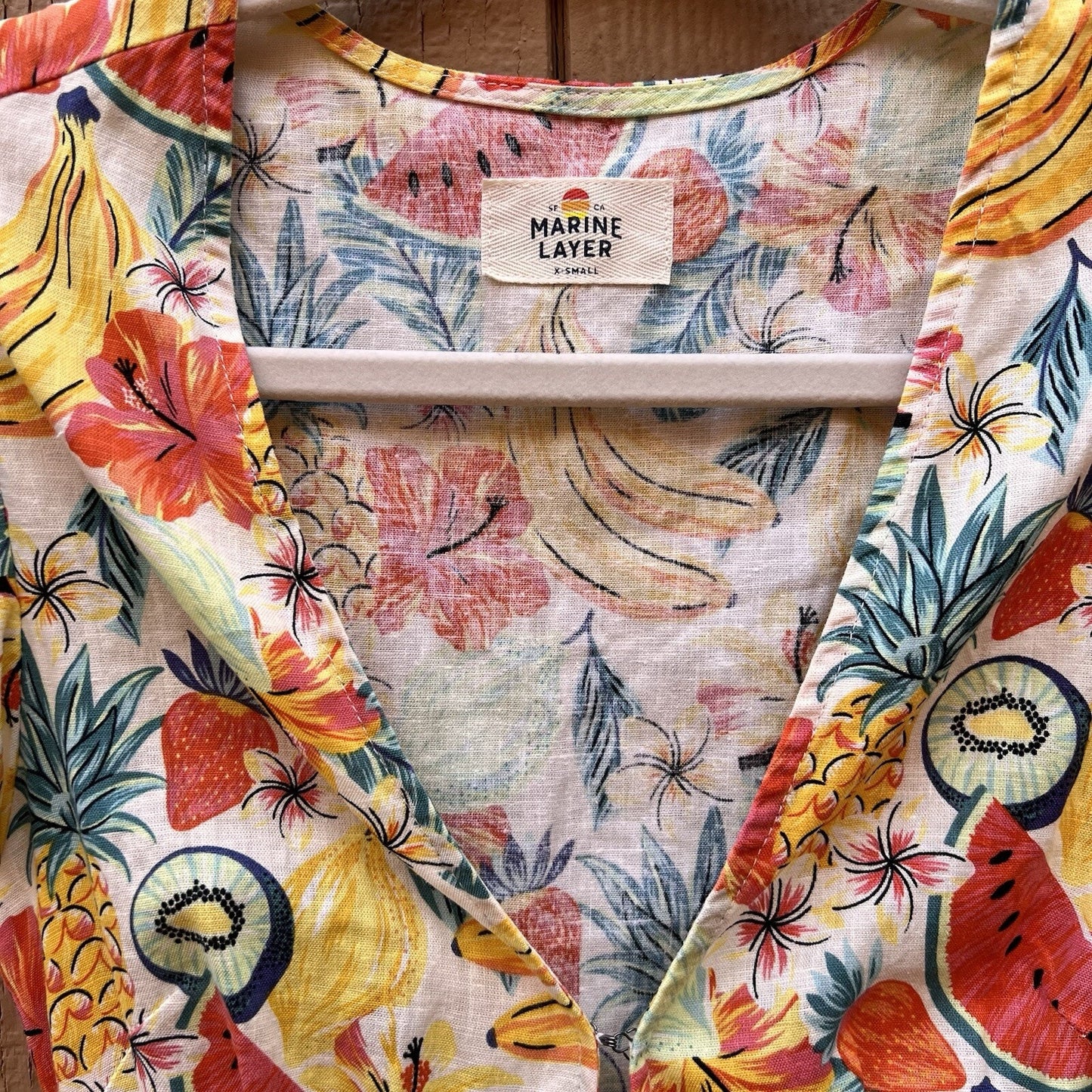 XS Marine Layer Camila Hemp Blend Romper Tropical Beach Summer Playful Ruffle