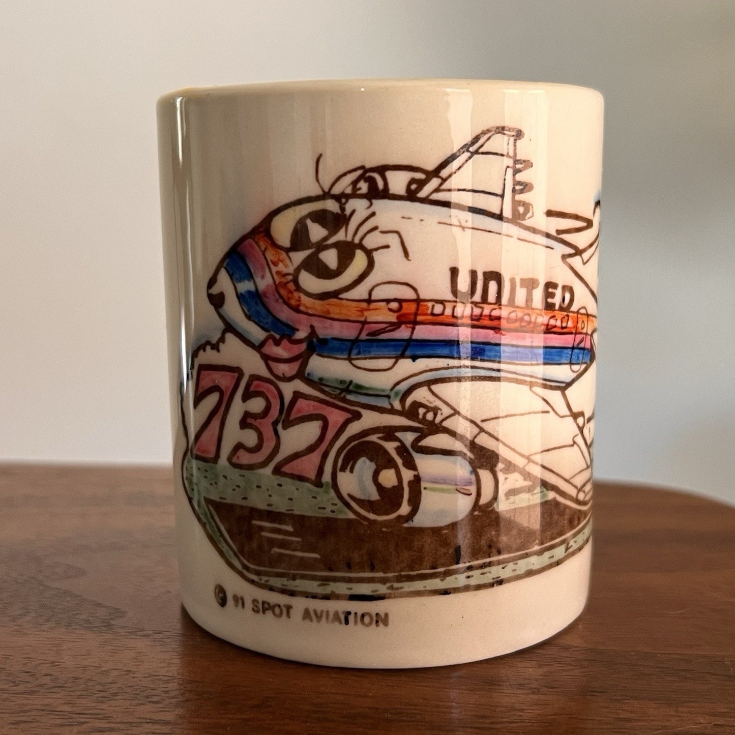 Vintage Spot Aviation United Airlines 737 Coffee Mug Retro Collectible