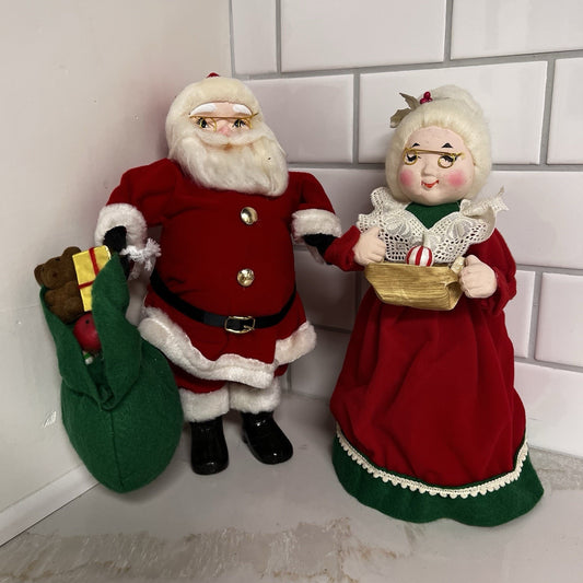 Vintage Santa & Mrs Claus 13" Figures Kitsch MCM Retro Holiday Nostalgic Decor