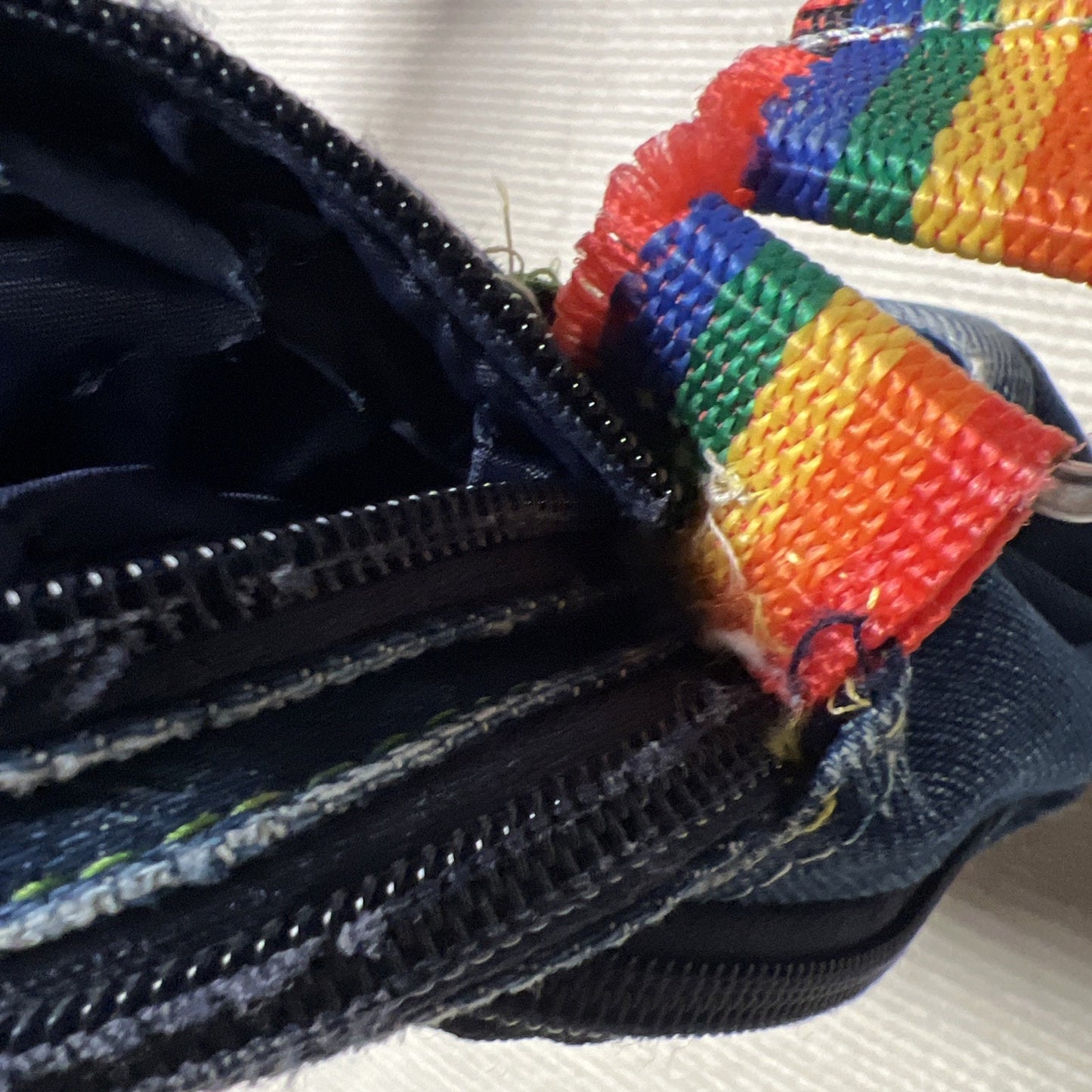 Vintage Y2K New Balance 4 Compartment Denim Cross Body Purse - Missing 1 Zipper