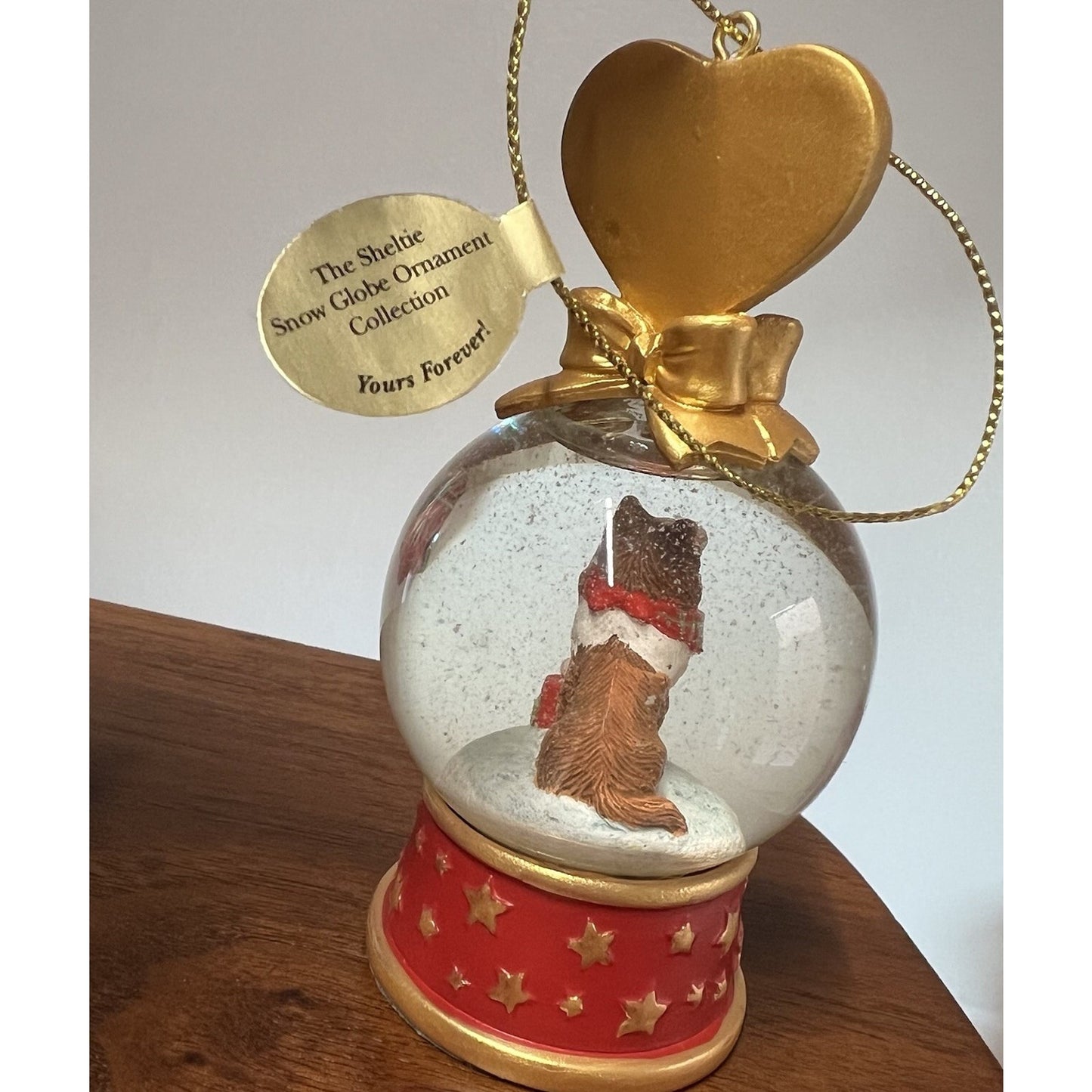 Danbury Mint Snow Globe Sheltie Christmas Ornament “Yours Forever” Sheepdog