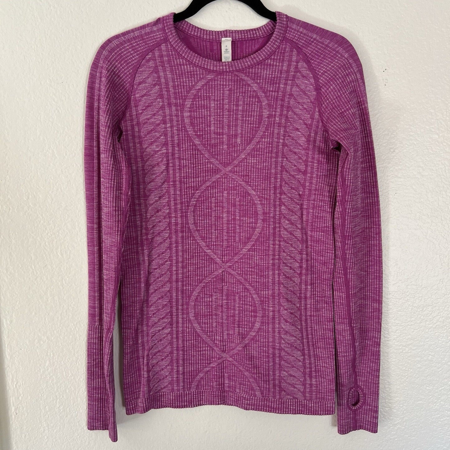 Sz 6/S Lululemon Rest Less Long Sleeve Pullover Shirt Running Yoga Thumbholes