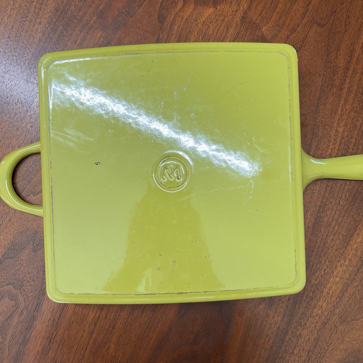 11” Mario Batali Green Porcelain Enameled Cast Iron Grill Pan Panini Press