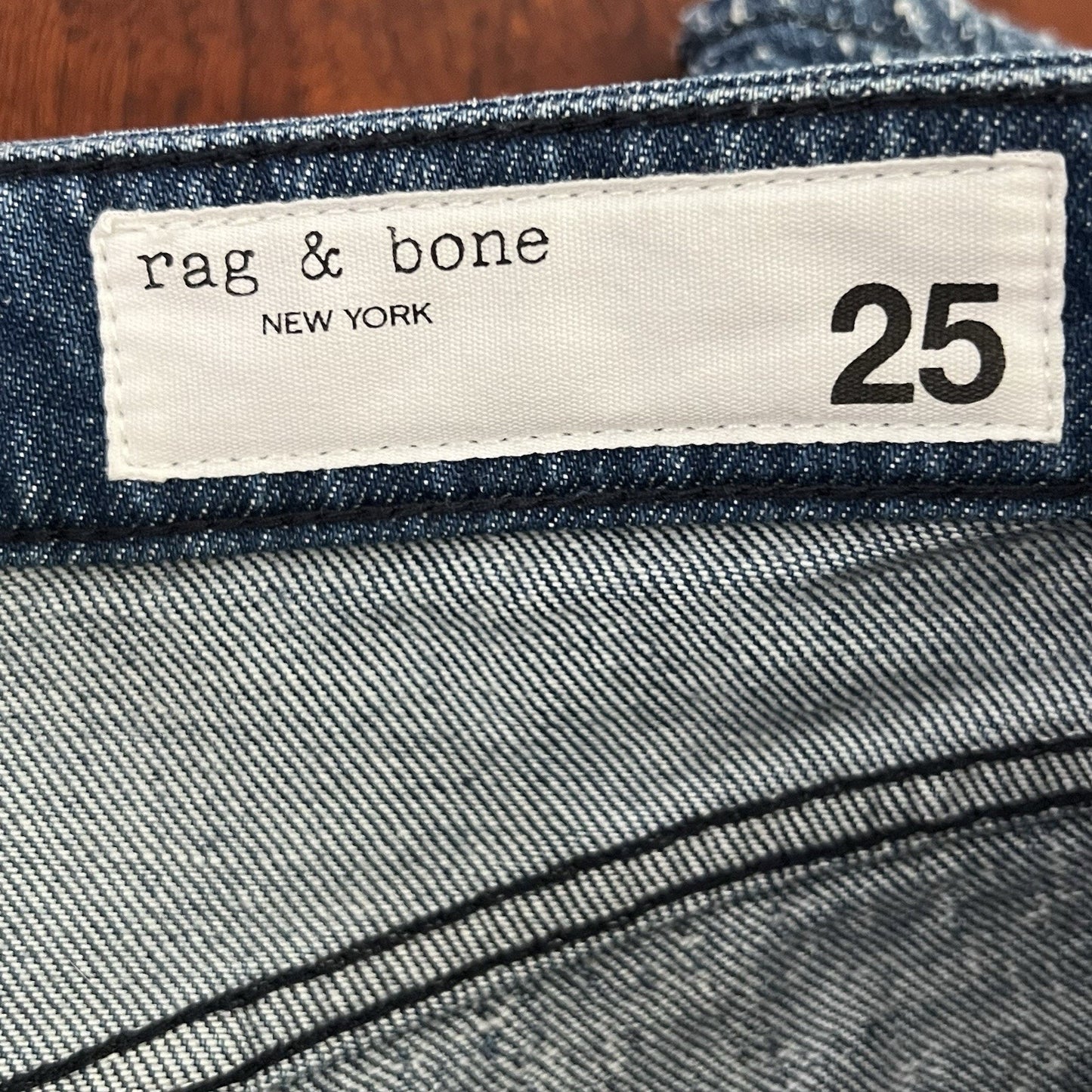 rag and bone Jeans 25 (fits 30”) Logan Mid-Rise Wide Leg Midtweed Blue Textured