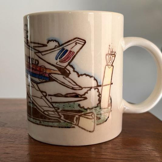 Vintage Spot Aviation United Airlines 737 Coffee Mug Retro Collectible