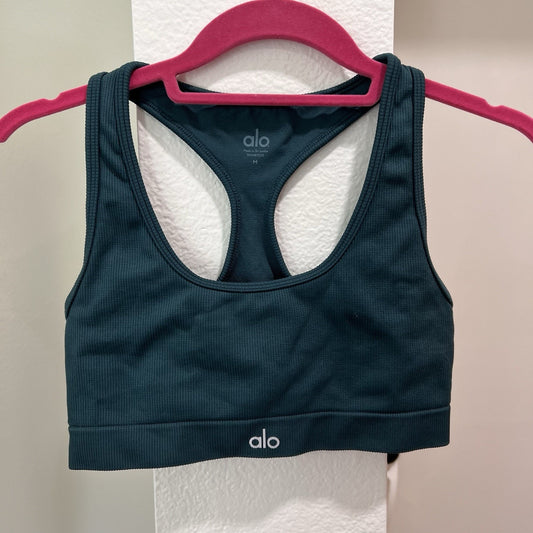 Alo Yoga Seamless Ribbed Sports Bra (M) Racerback Midnight Green Teal