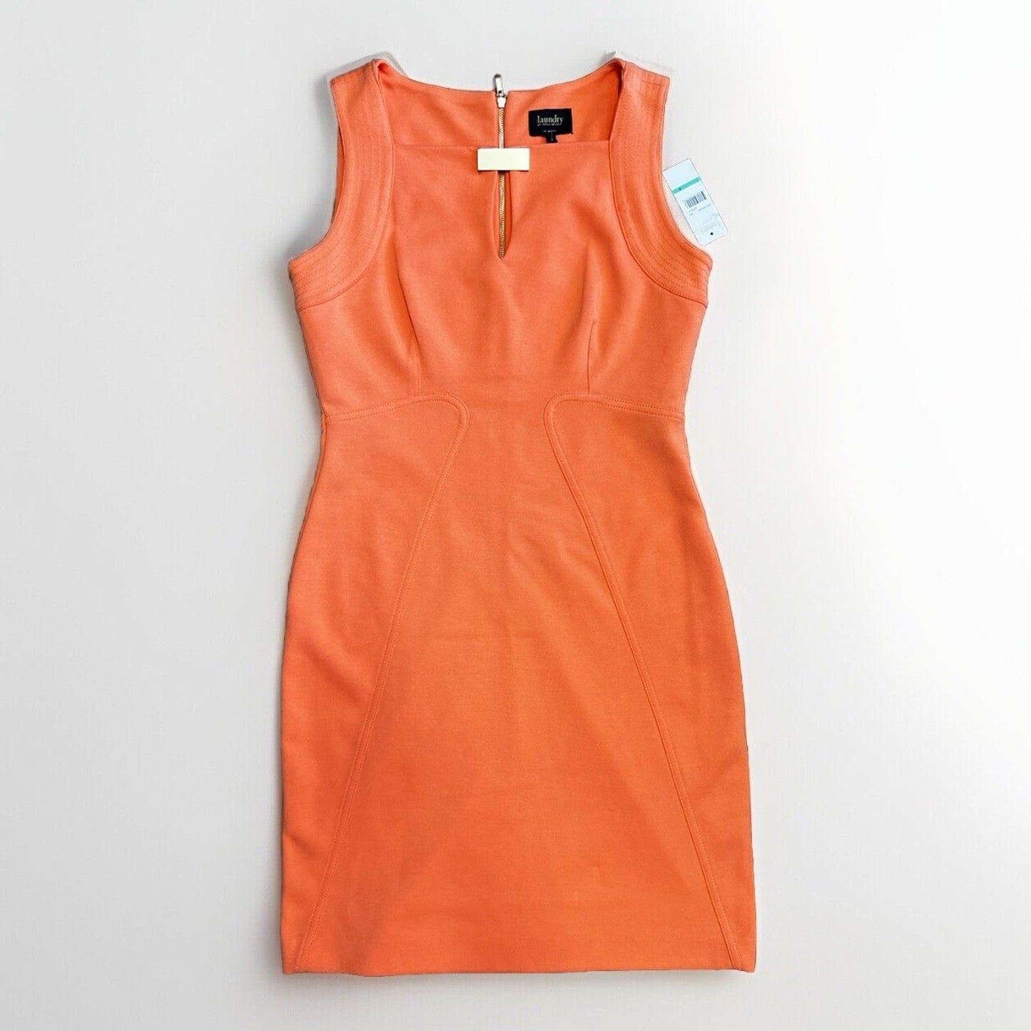 NWT Sz 8 Laundry by Shelli Segal Sleeveless Apricot Orange Bodycon Keyhole Neck