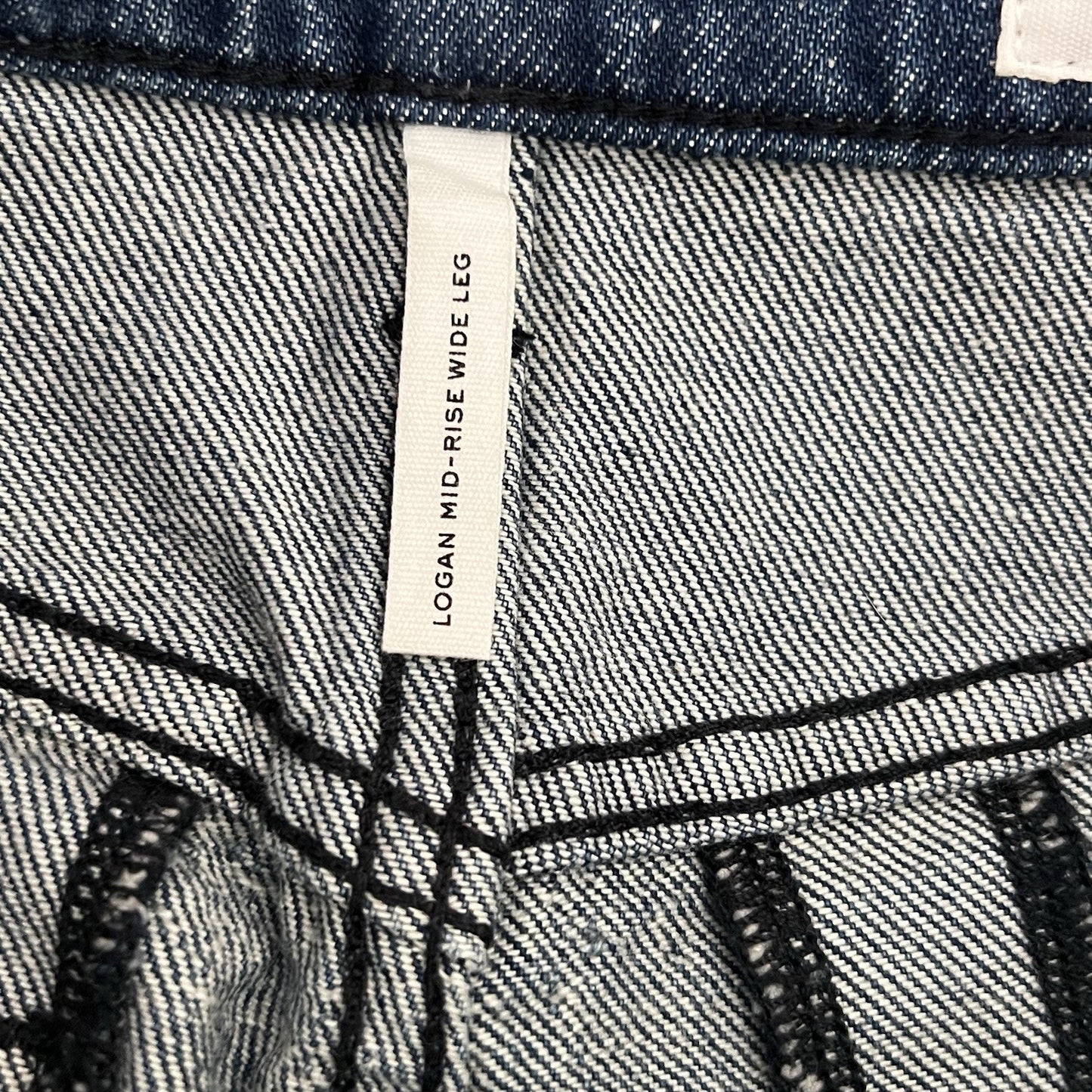 rag and bone Jeans 25 (fits 30”) Logan Mid-Rise Wide Leg Midtweed Blue Textured