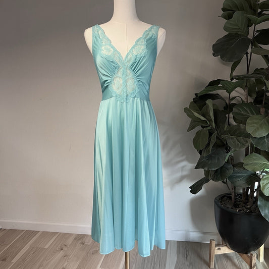 OLGA Bodysilk Peignoir Lace Trimmed Nightgown (L) Coquette Slip Dress Vintage