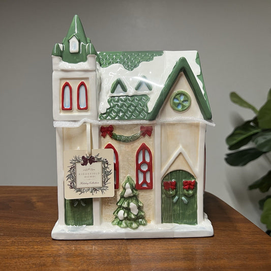 NEW Ridgefield Home Christmas Cookie Jar Canister 9.5” Christmas Green Holiday