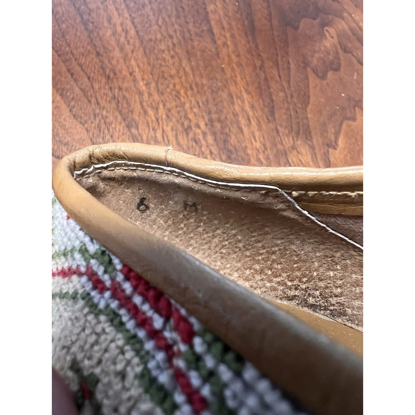 Vintage Zalo Needlepoint Smoking Slippers Loafers Geometric Tapestry Spain Sz 6M