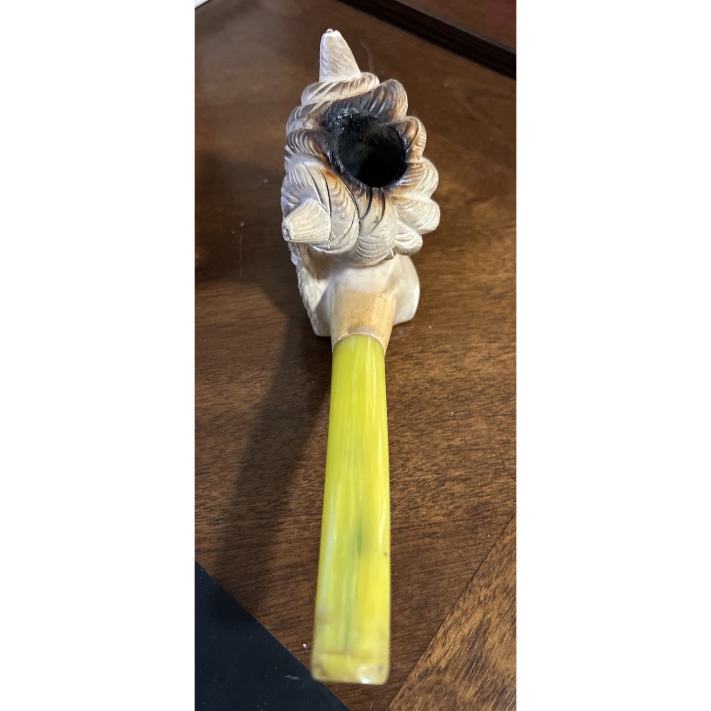 Vintage Hand Carved Sultan Bent Billiard Meerschaum Estate Tobacco Sitting Pipe