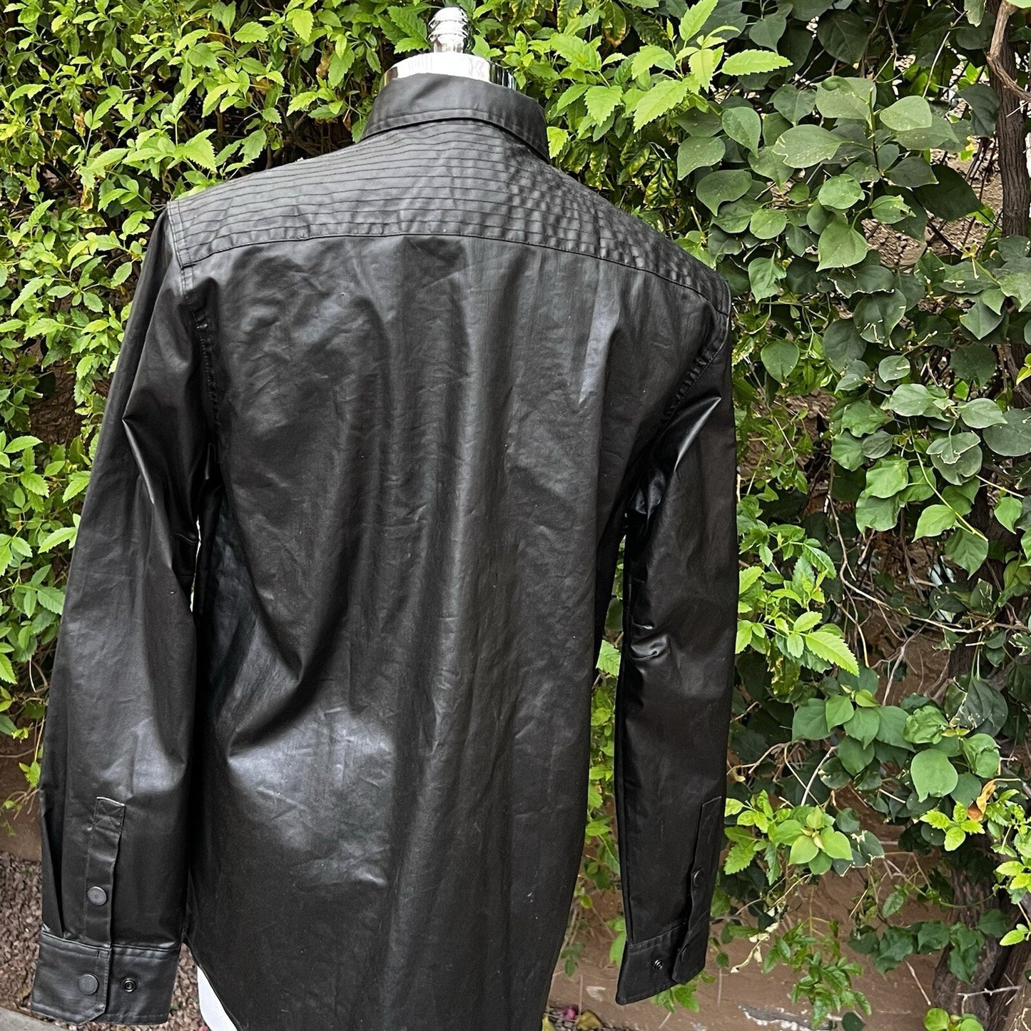 Harley Davidson (L) Mens Black Shirt Jacket Snap Biker Faux Leather Motorcycle