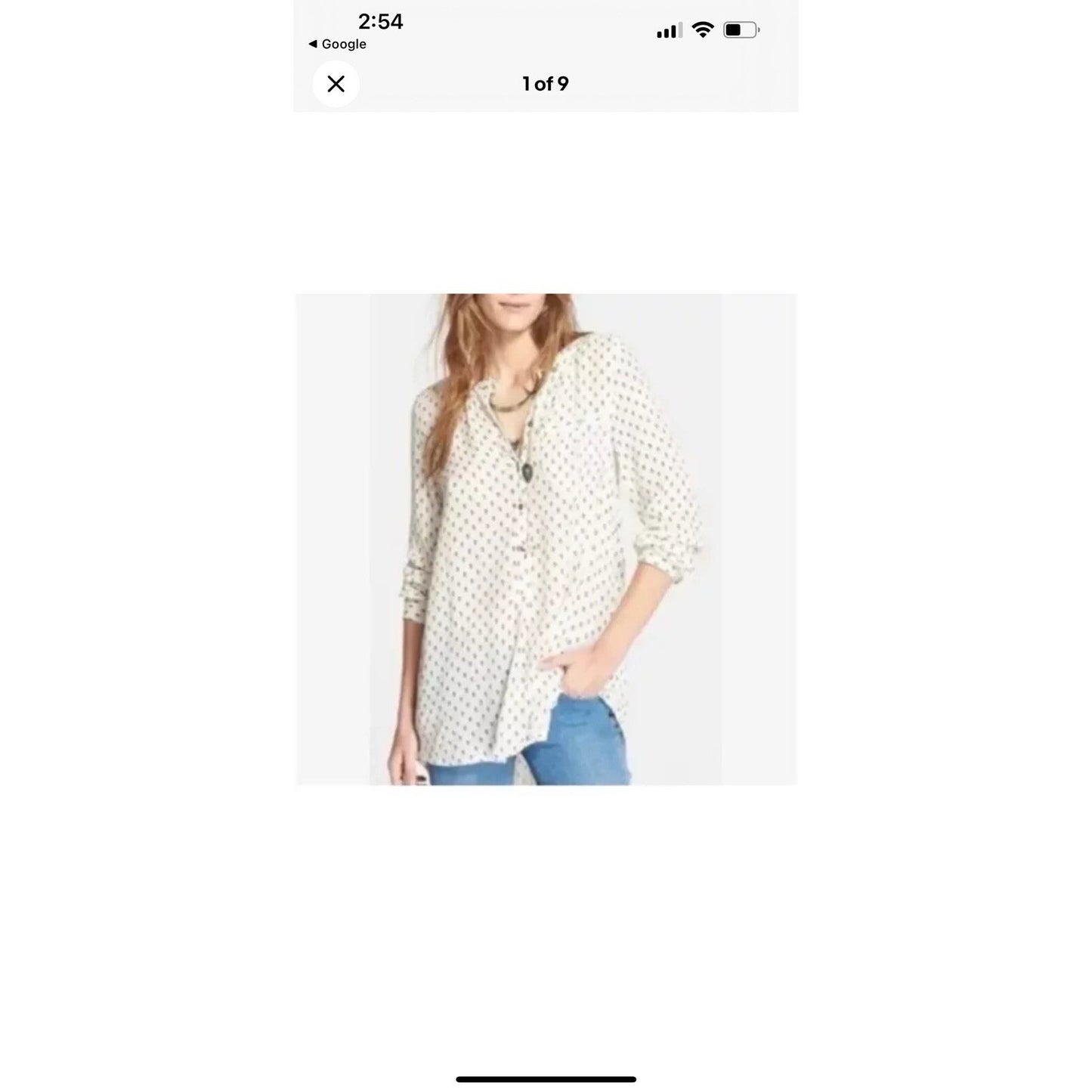 $125 Free People XS Flowy Button Down Tunic Boho Lagenlook Hippie High Low