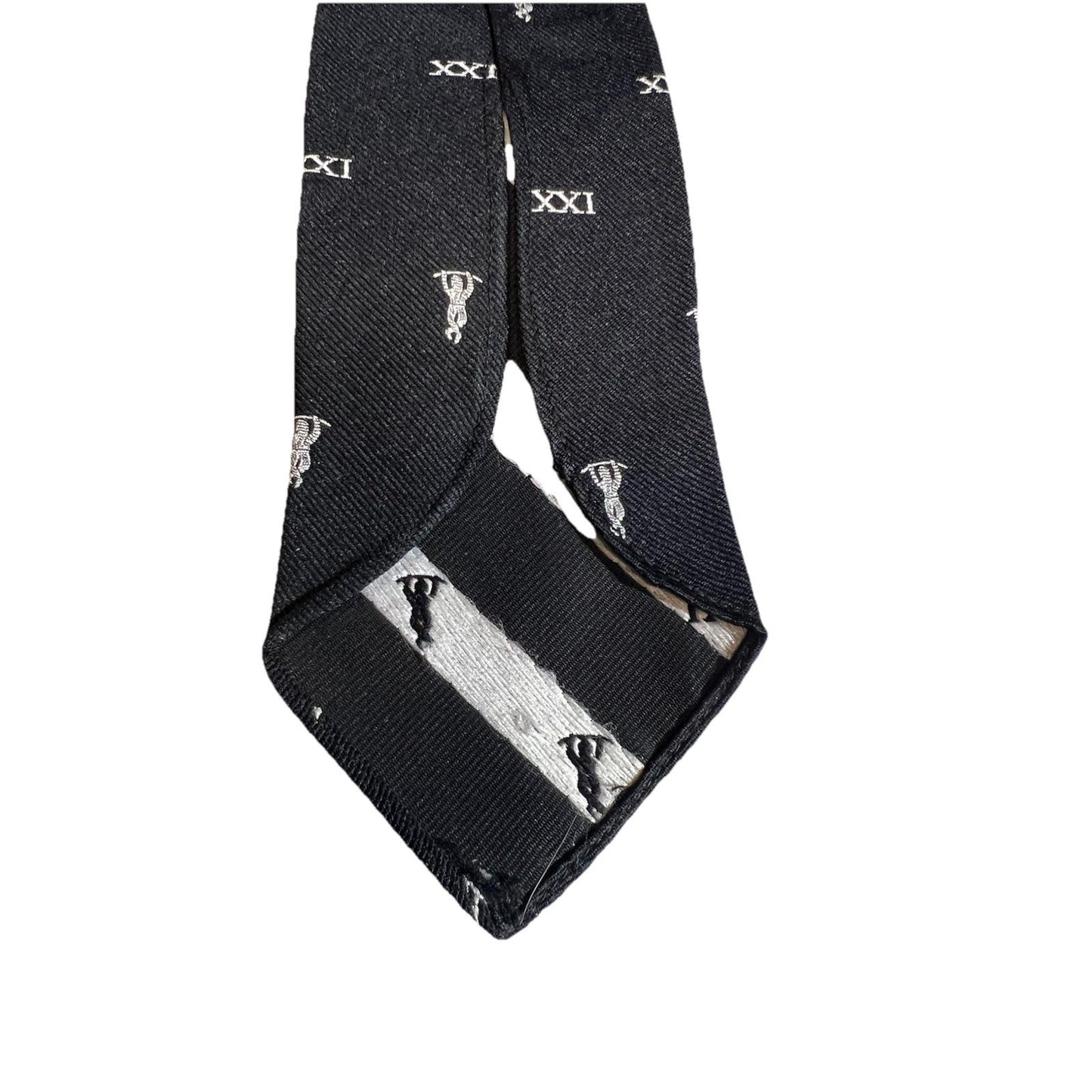 Vintage Crimplene Men’s XXI Black Acrobat Tie Made From Terylene 50” L x 3.25” W