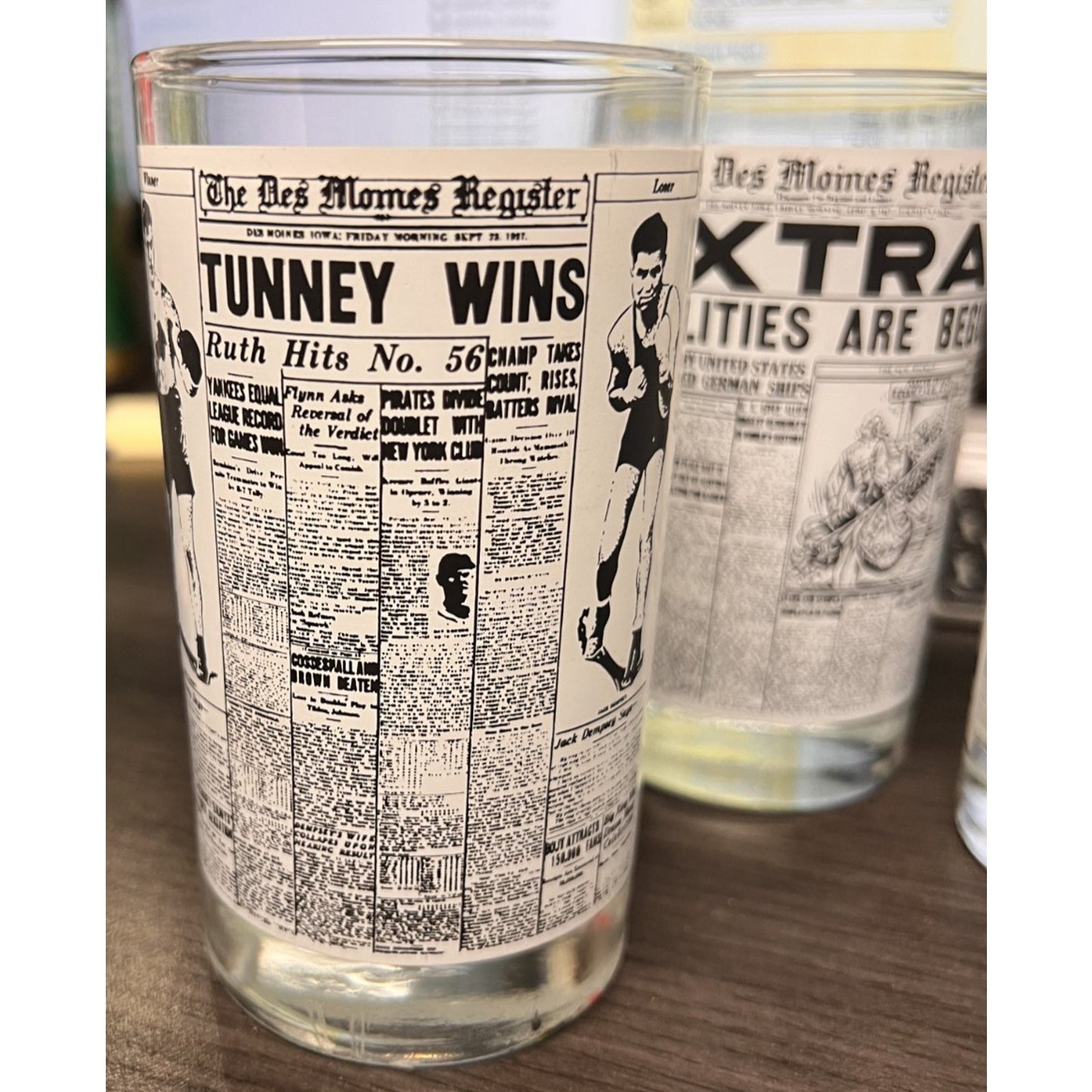 Vintage Libbey Set of 6 Historic Newspaper Headlines Juice Glasses