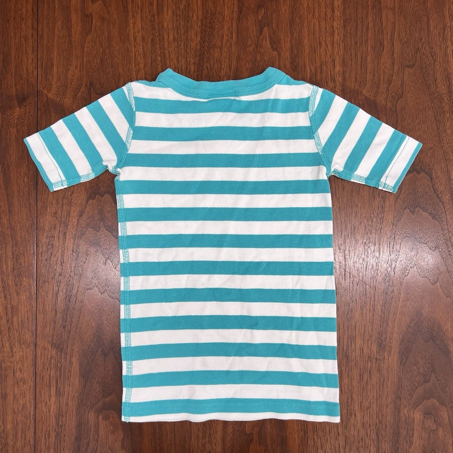Hanna Andersson Pajama Top Teal White Striped Size 5 (110 Cm) Cotton Tshirt