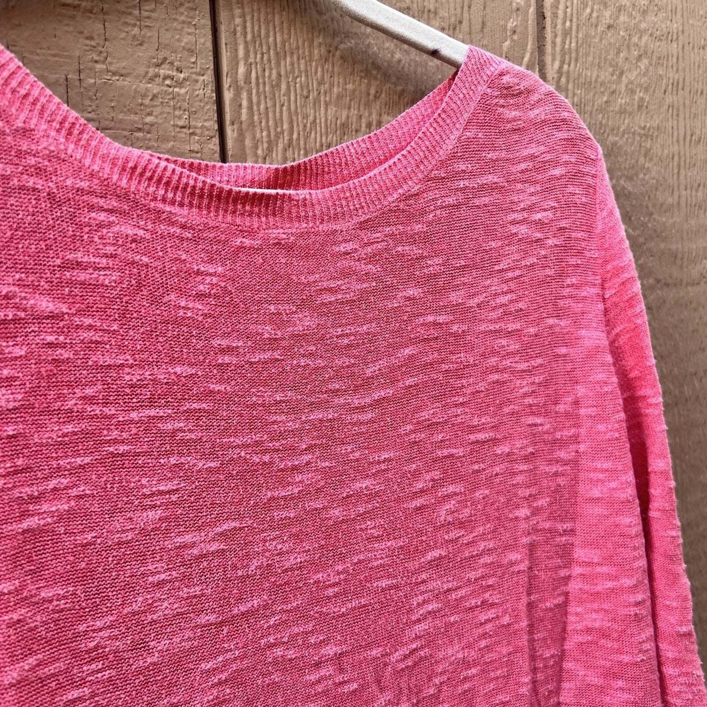 Eileen Fisher Organic Linen Cotton Blend Long Sleeve High Low Shirt Pink Comfort