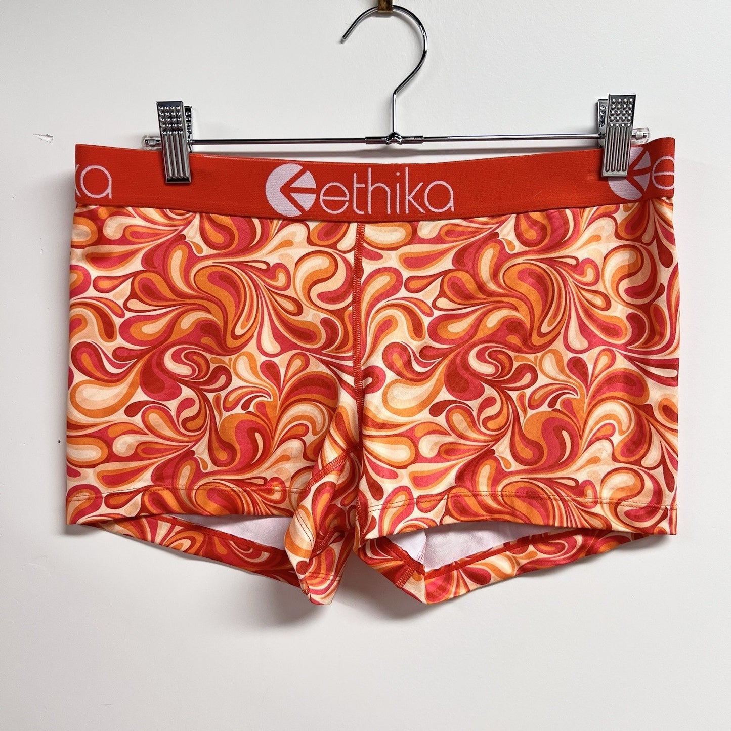Ethika Sports Bra Boy Short Set (L) Women’s Magma Vibrant Athletic Red Orange